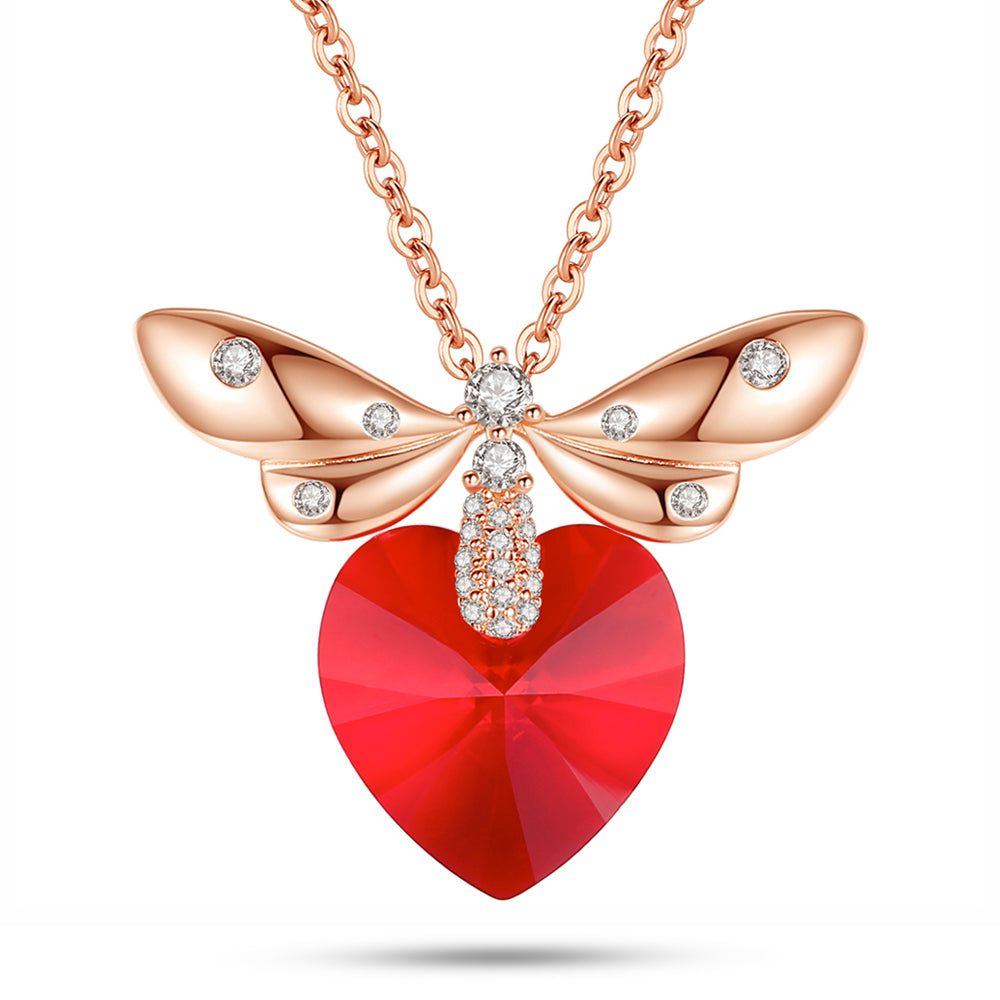 Butterfly & Heart Crystal Necklace