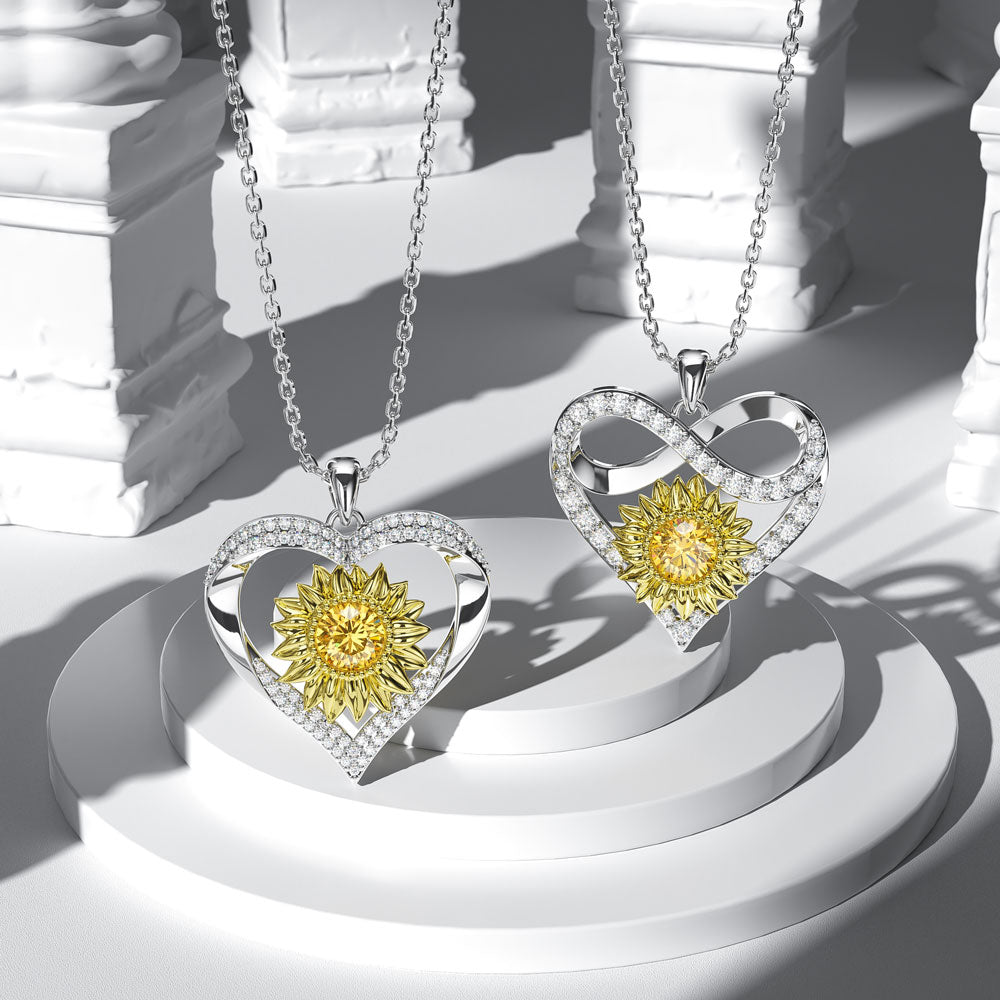 "Sunshine" Sunflower Heart Necklace Jewelry Gift