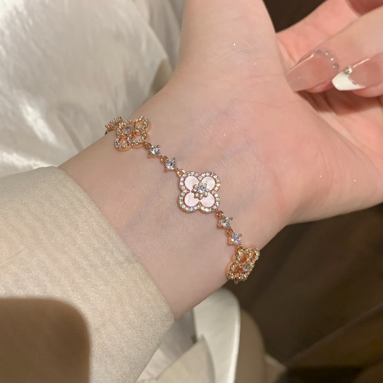 Pink Clover Lucky Adjustable Bracelet