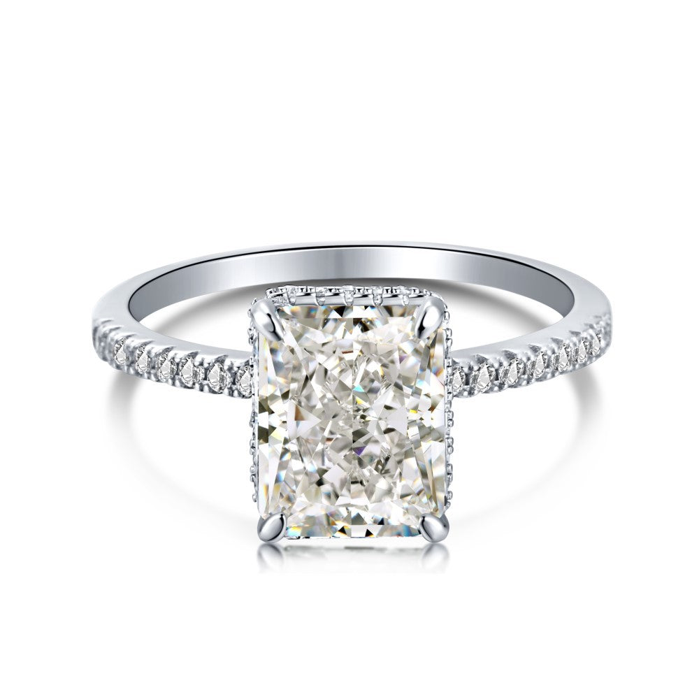 Rectangular Ice Flower Zirconia Ring