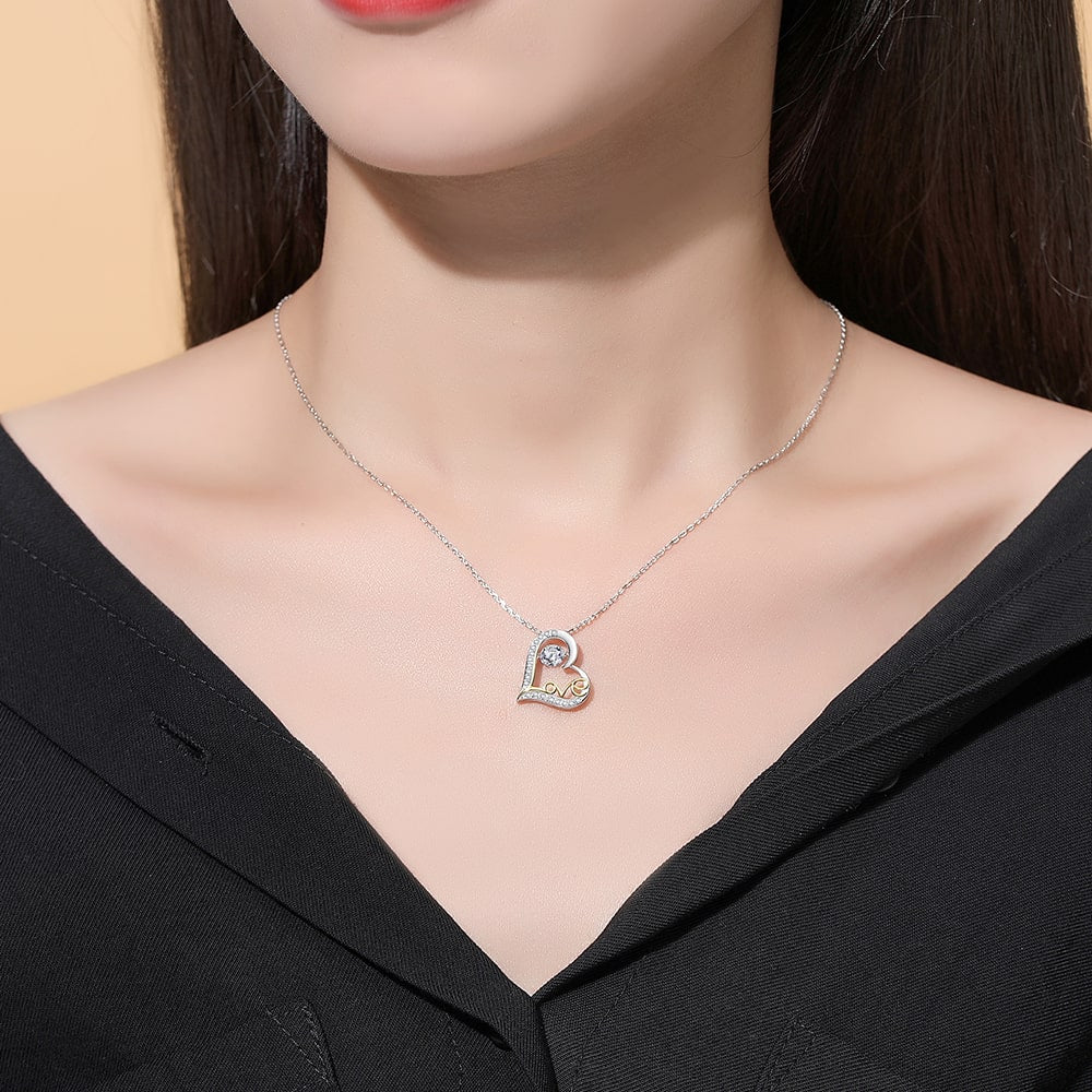 Dancing Stone Love Heart Pendant Necklace - Pendant Necklace - Taanaa Jewelry