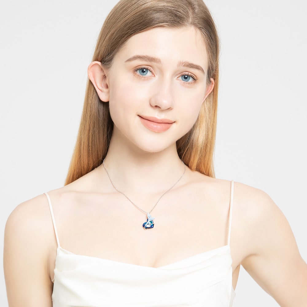 Mermaid Heart Crystal Necklace