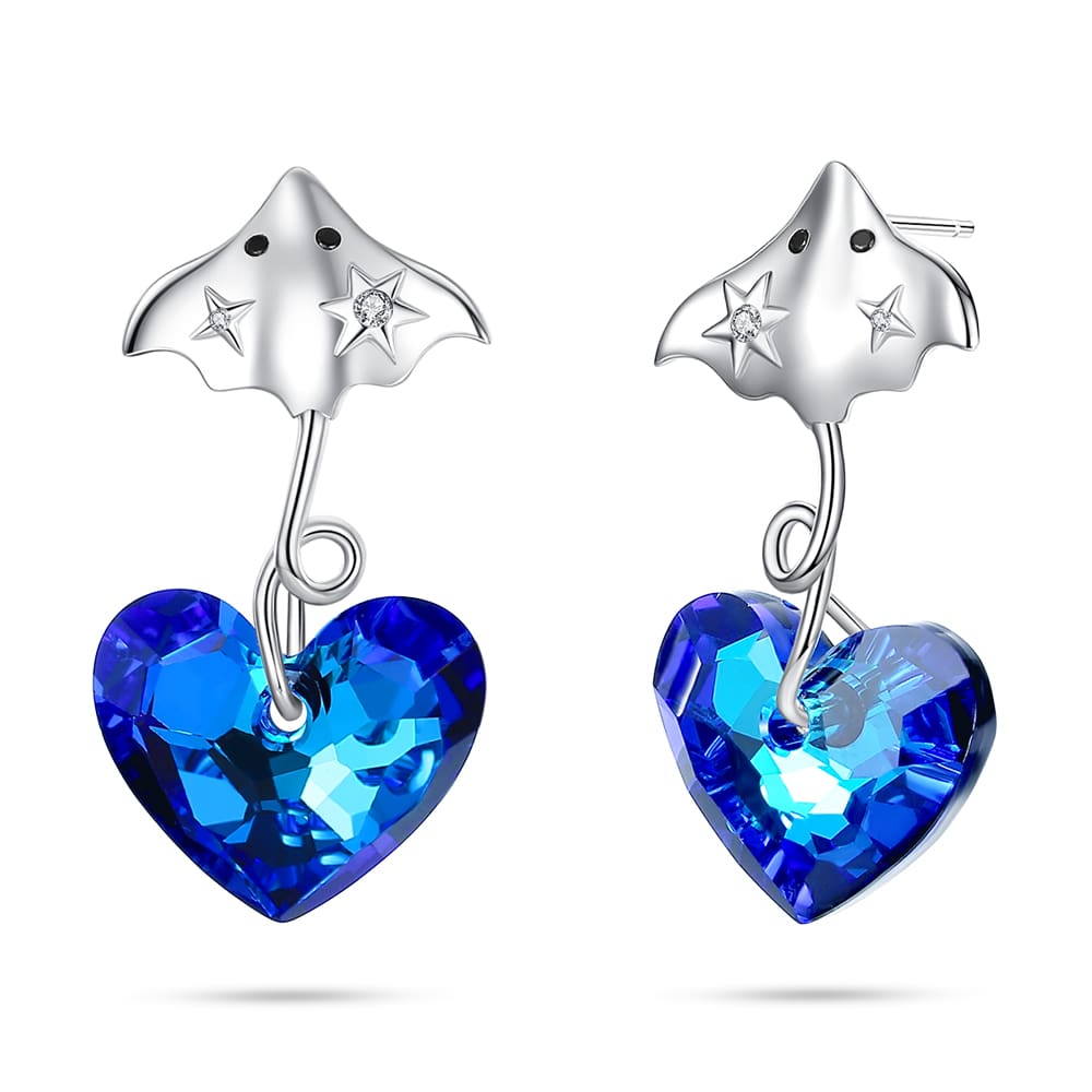 Devil Fish Heart Crystal Earrings Jewelry