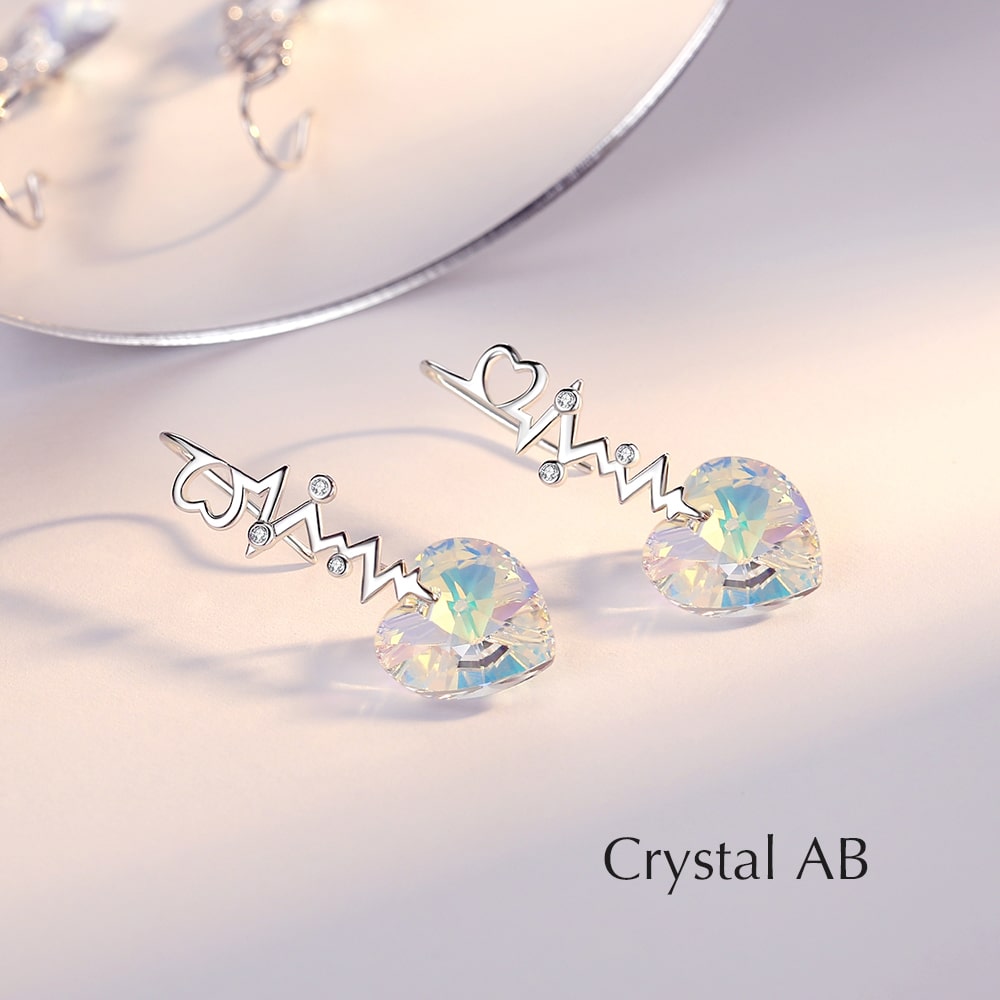 ”Heartbeat“Heart Crystal Earrings - Dangle earrings - Taanaa Jewelry