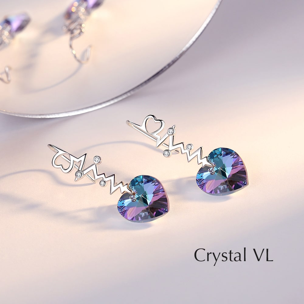 ”Heartbeat“Heart Crystal Earrings - Dangle earrings - Taanaa Jewelry