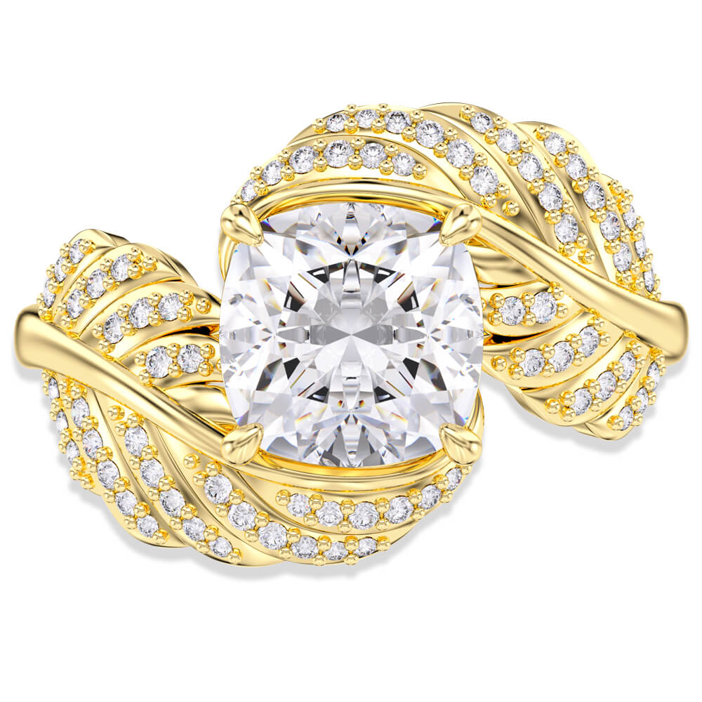 Cushion Stone Leaf Ring - Rings - Taanaa Jewelry