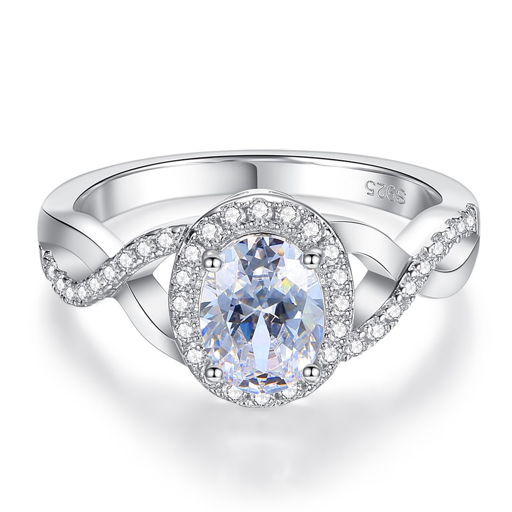 Classic Egg shaped Zircon Sterling Silver Rings Jewelry - Rings - Taanaa Jewelry