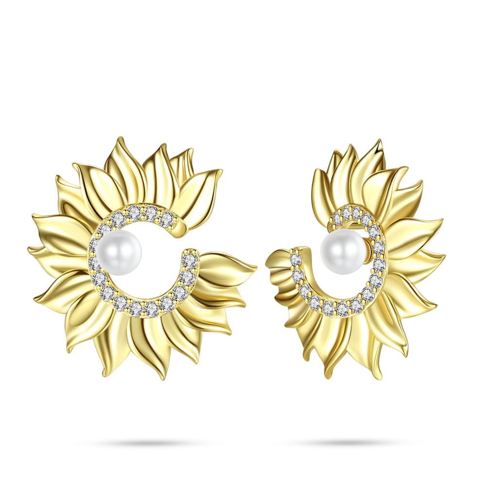 Golden Sunflower Stud Earrings Jewelry
